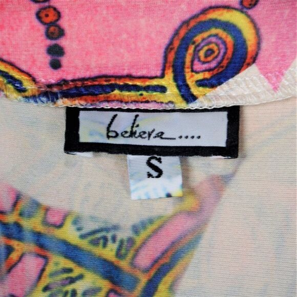 Believe Dress Fit & Flare Multi Color Boho Floral Tie Dye Women Sz S USA Made - Picture 10 of 12